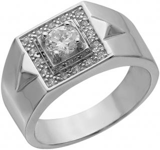 Печатка из серебра с камнем Циркон фото, цены