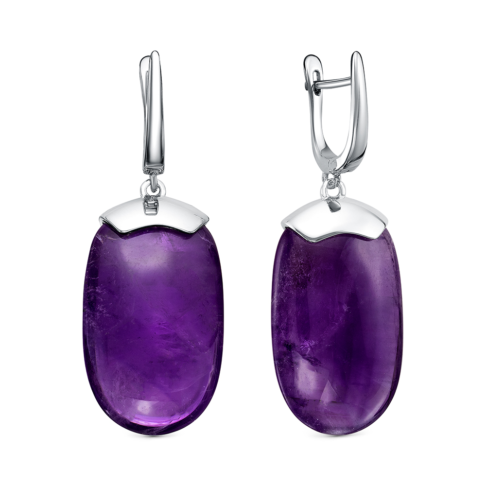 Серьги из серебра с камнем аметист фото, цены