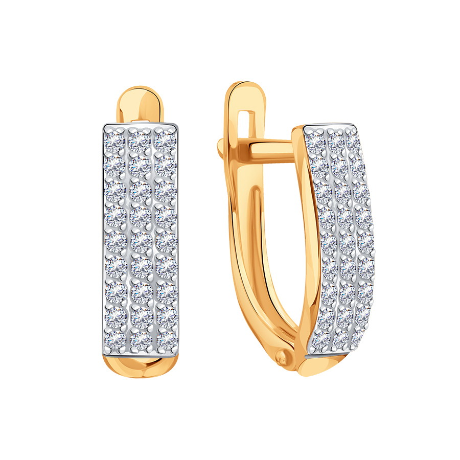 Серьги из золота с камнем Фианит фото, цены