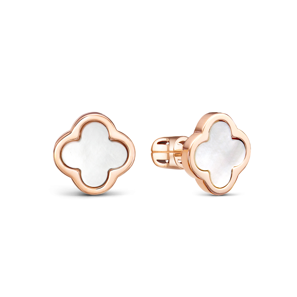 Пуссеты из золота с камнем Перламутр фото, цены