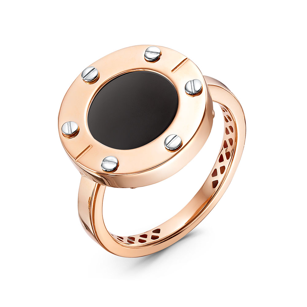 Кольцо из золота с камнем Оникс фото, цены