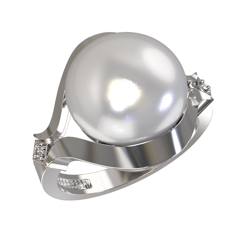 Кольцо из серебра с камнем Жемчуг, Фианит фото, цены