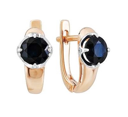 Серьги из золота с камнем Бриллиант, Сапфир фото, цены