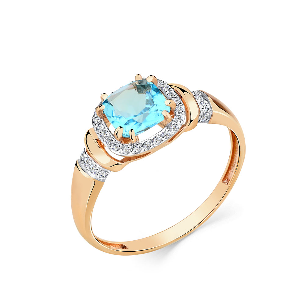 Кольцо из золота с камнем Топаз, Фианит фото, цены