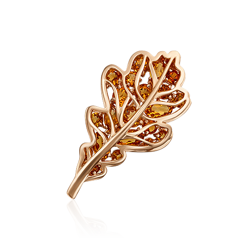 Брошь из золота с камнем Цитрин фото, цены