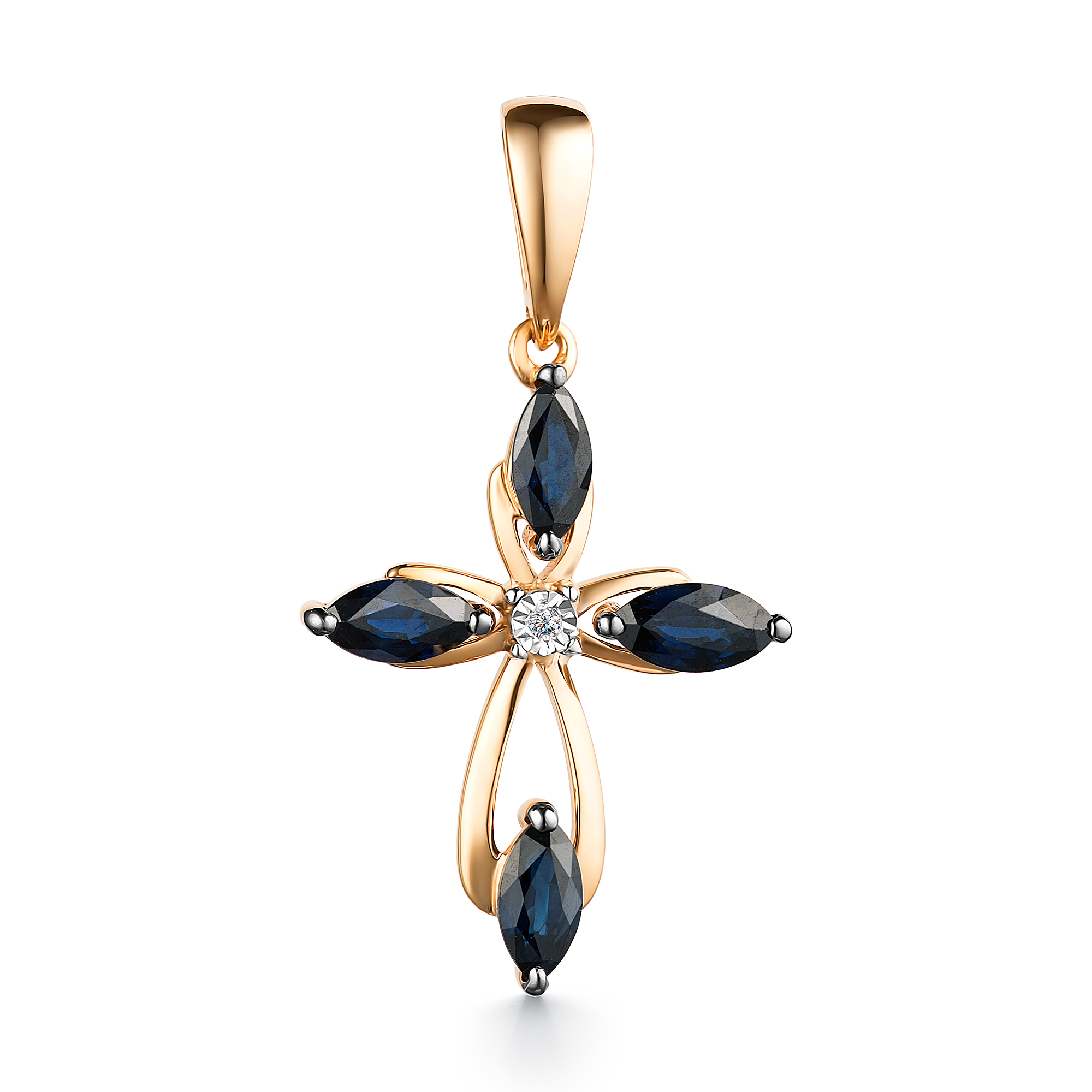 Подвеска из золота с камнем Бриллиант, Сапфир фото, цены