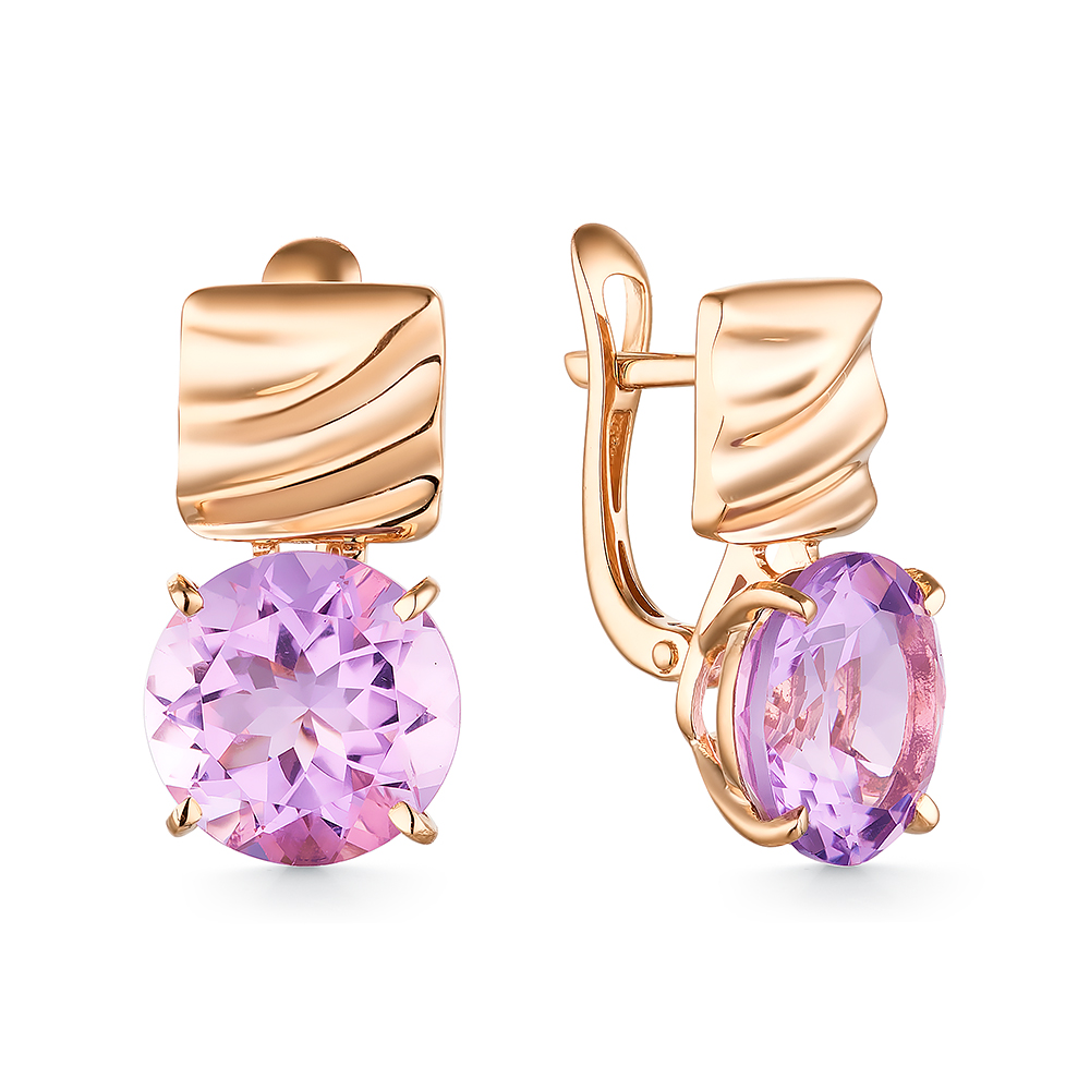 Серьги из золота с камнем аметист фото, цены
