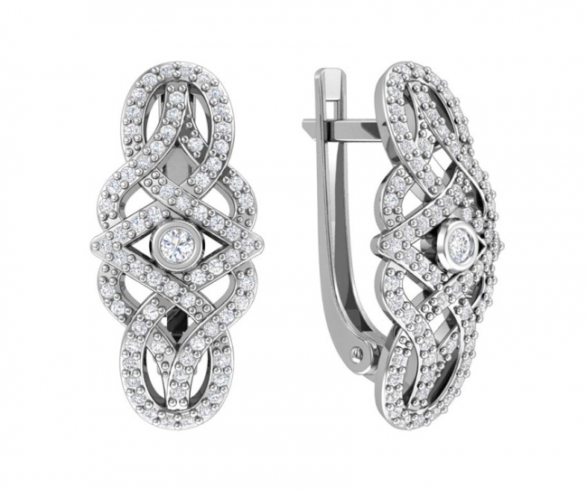 Серьги из серебра с камнем Фианит фото, цены