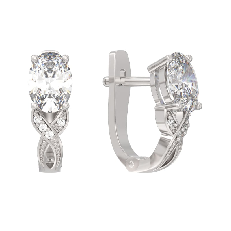 Серьги из серебра с камнем Фианит фото, цены