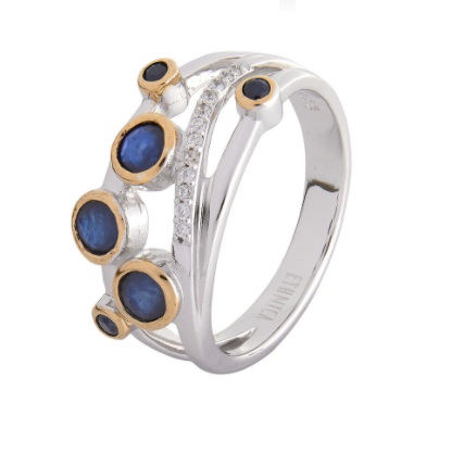 Кольцо из серебра с камнем Фианит, Сапфир фото, цены