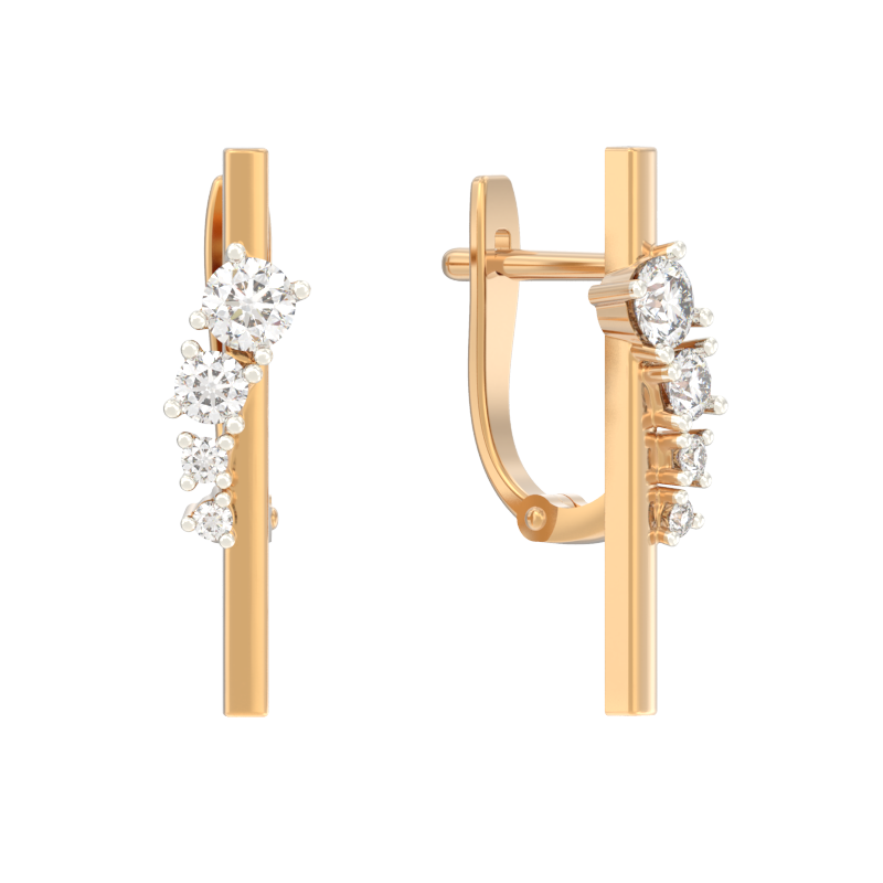 Серьги из золота с камнем Фианит фото, цены