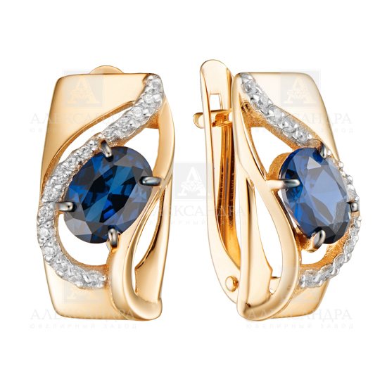 Серьги из золота с камнем Топаз, Фианит фото, цены