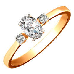 Кольцо из золота с камнем Фианит фото, цены