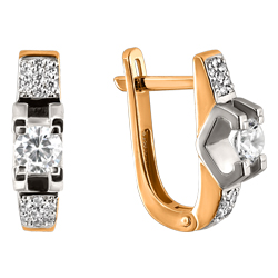 Серьги из золота с камнем Фианит фото, цены