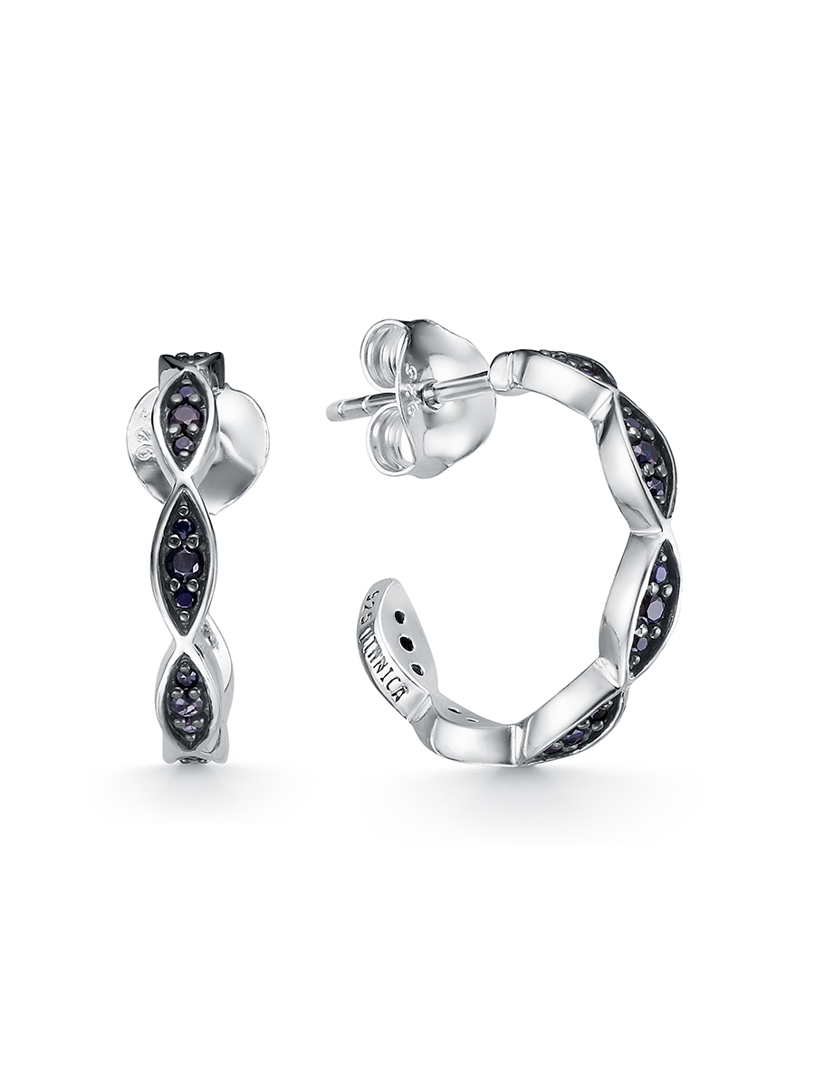 Серьги из серебра с камнем Сапфир фото, цены