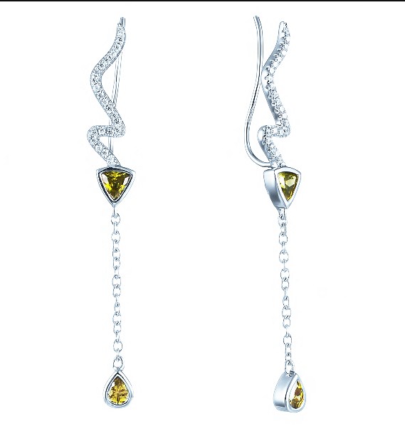 Серьги из серебра с камнем Циркон фото, цены