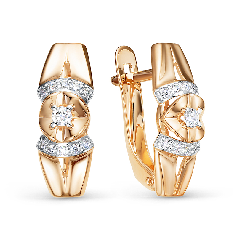 Серьги из золота с камнем Фианит фото, цены