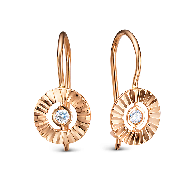 Серьги из золота с камнем Фианит фото, цены