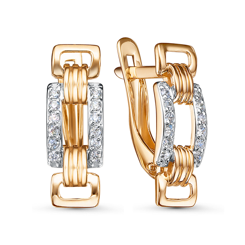 Серьги из золота с камнем Фианит фото, цены