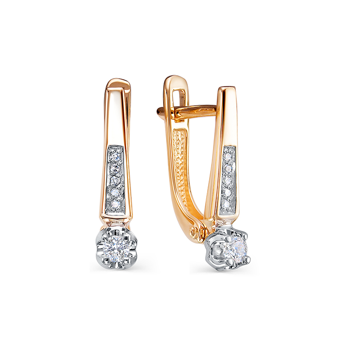 Серьги из золота с камнем Бриллиант фото, цены