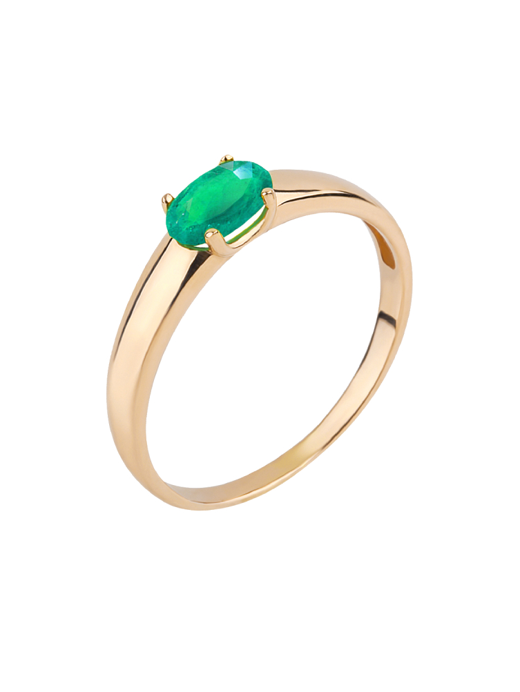 Кольцо из золота с камнем Изумруд фото, цены