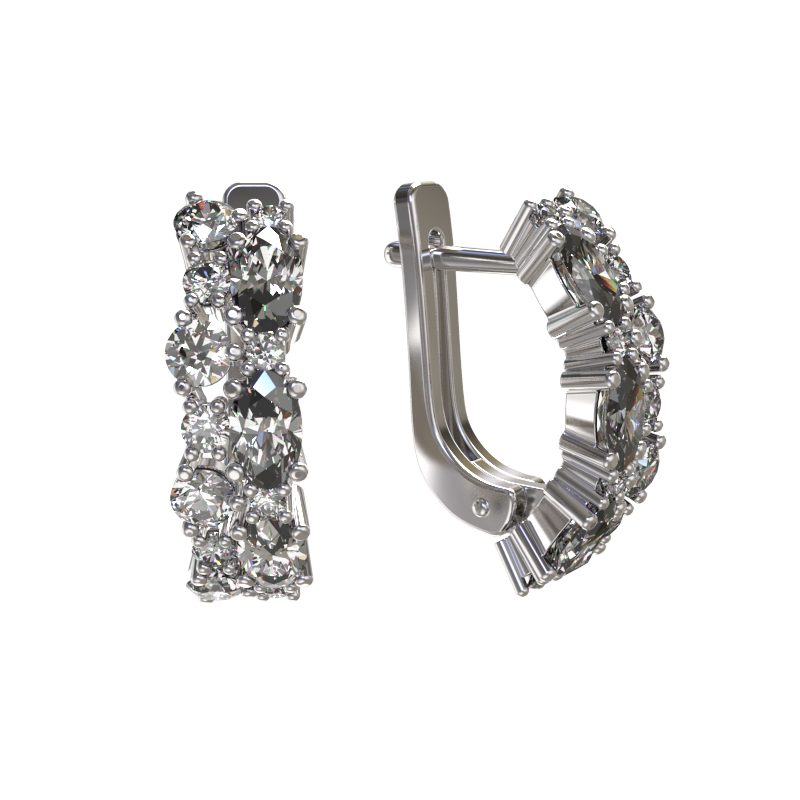 Серьги из серебра с камнем Фианит фото, цены