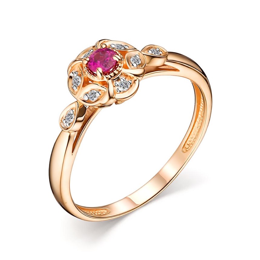 Кольцо из золота с камнем Бриллиант, Рубин фото, цены