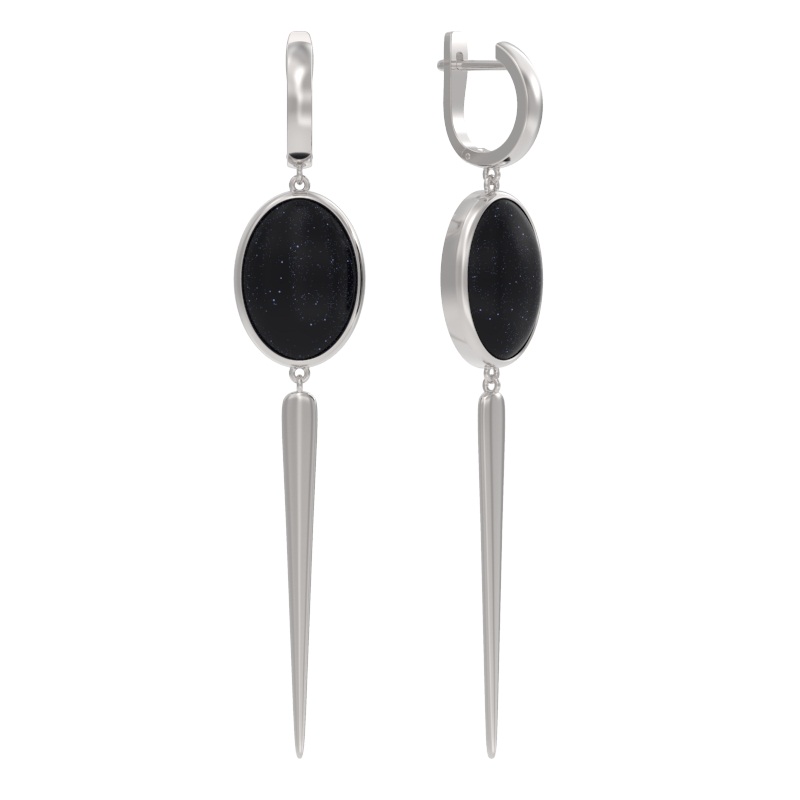 Серьги из серебра с камнем Авантюрин фото, цены