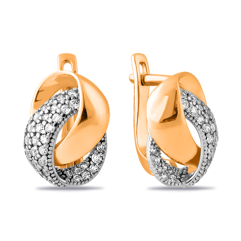 Серьги из золота с камнем Фианит фото, цены