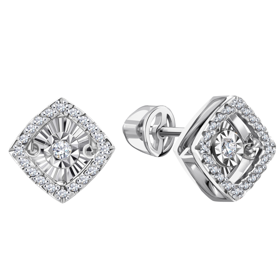 Пуссеты из золота с камнем Бриллиант,  фото, цены