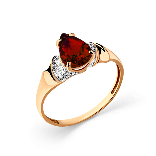Кольцо из золота с камнем Гранат фото, цены