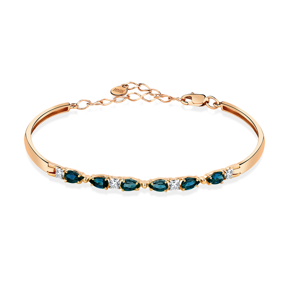 Браслет из золота с камнем Лондон топаз, Фианит фото, цены