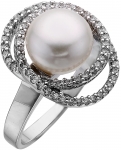 Кольцо из серебра с камнем Жемчуг, Циркон фото, цены