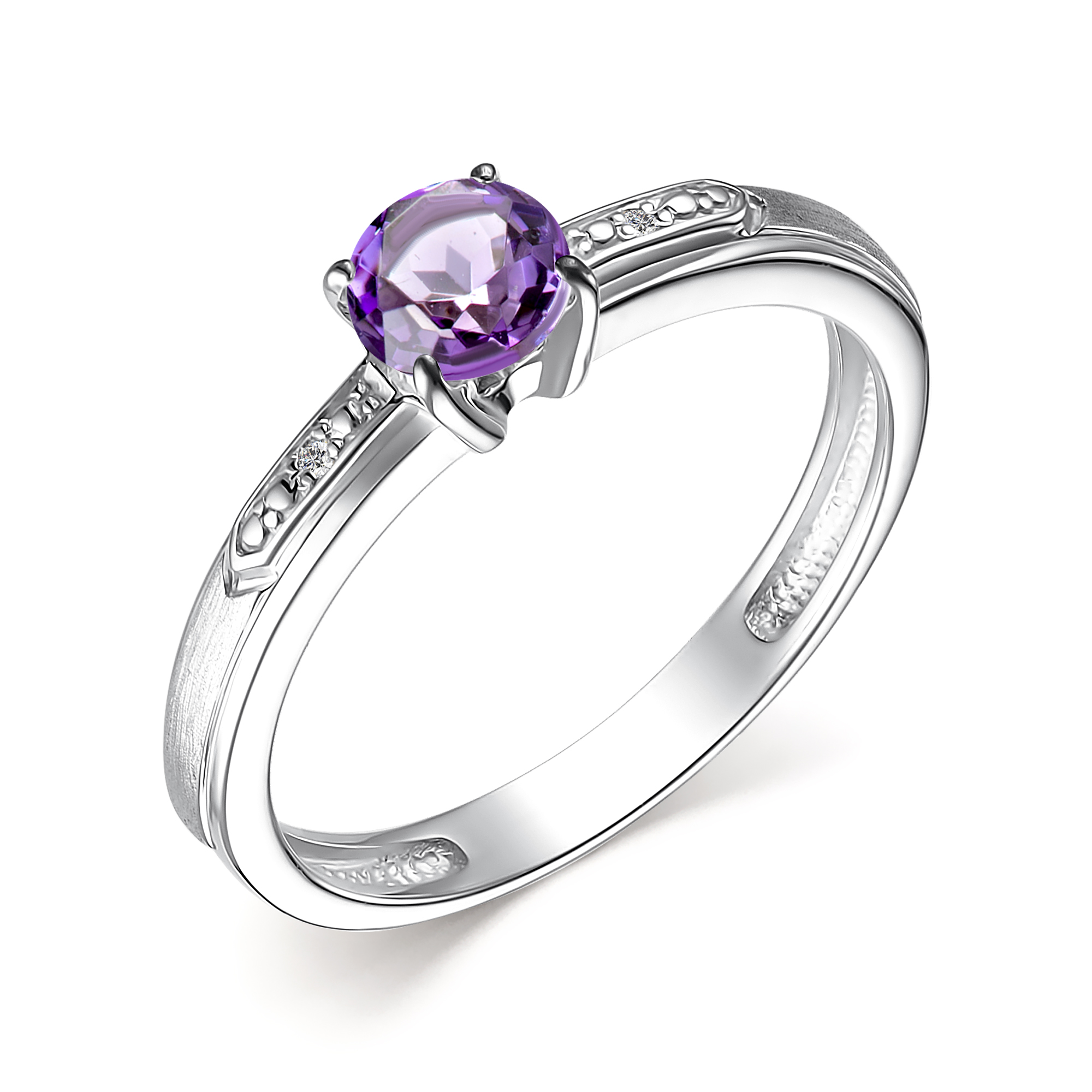 Кольцо из серебра с камнем аметист, Бриллиант фото, цены
