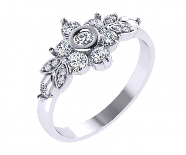 Кольцо из серебра с камнем Фианит фото, цены