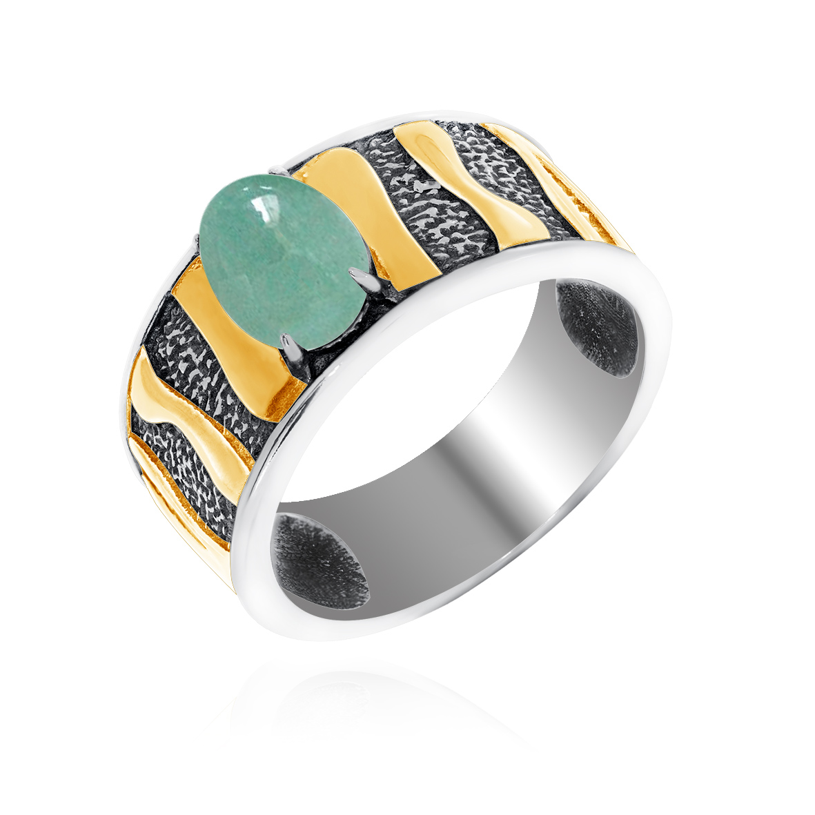 Кольцо из серебра с камнем Авантюрин фото, цены