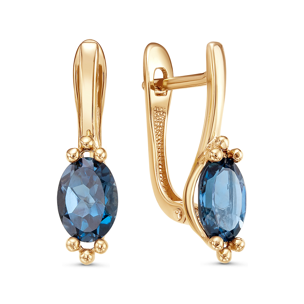 Серьги из золота с камнем Халцедон фото, цены