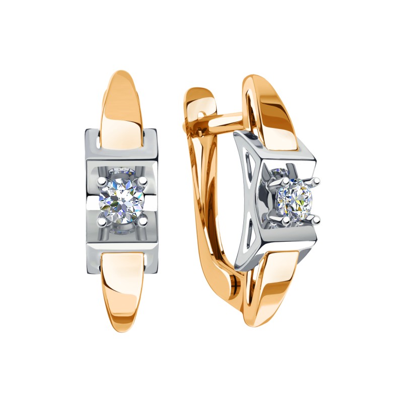 Серьги из золота с камнем Фианит фото, цены