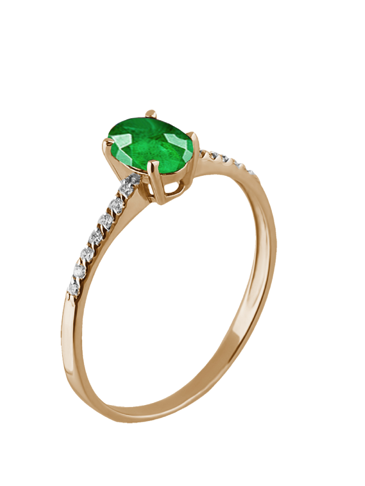 Кольцо из золота с камнем Бриллиант, Изумруд фото, цены