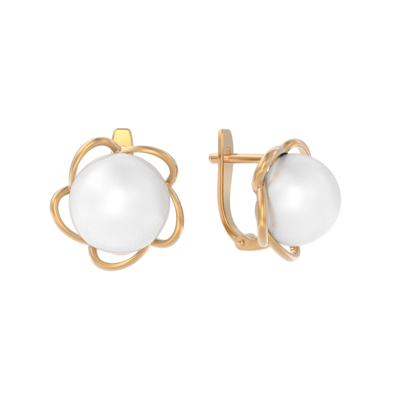 Серьги из золота с камнем Жемчуг фото, цены