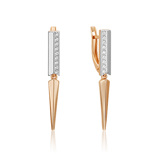 Серьги из золота с камнем Фианит фото, цены