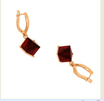 Серьги из золота с камнем Гранат синт. фото, цены