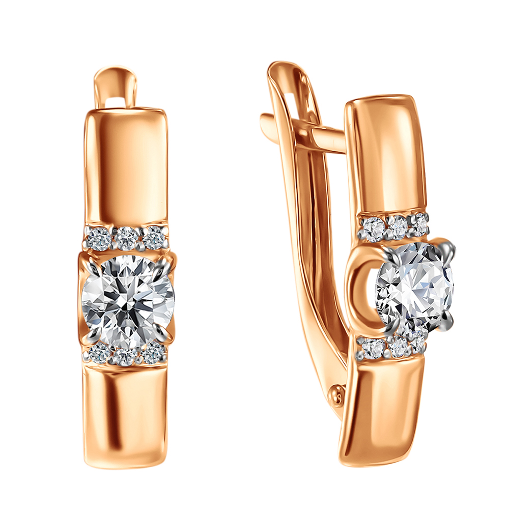 Серьги из золота с камнем Фианит фото, цены