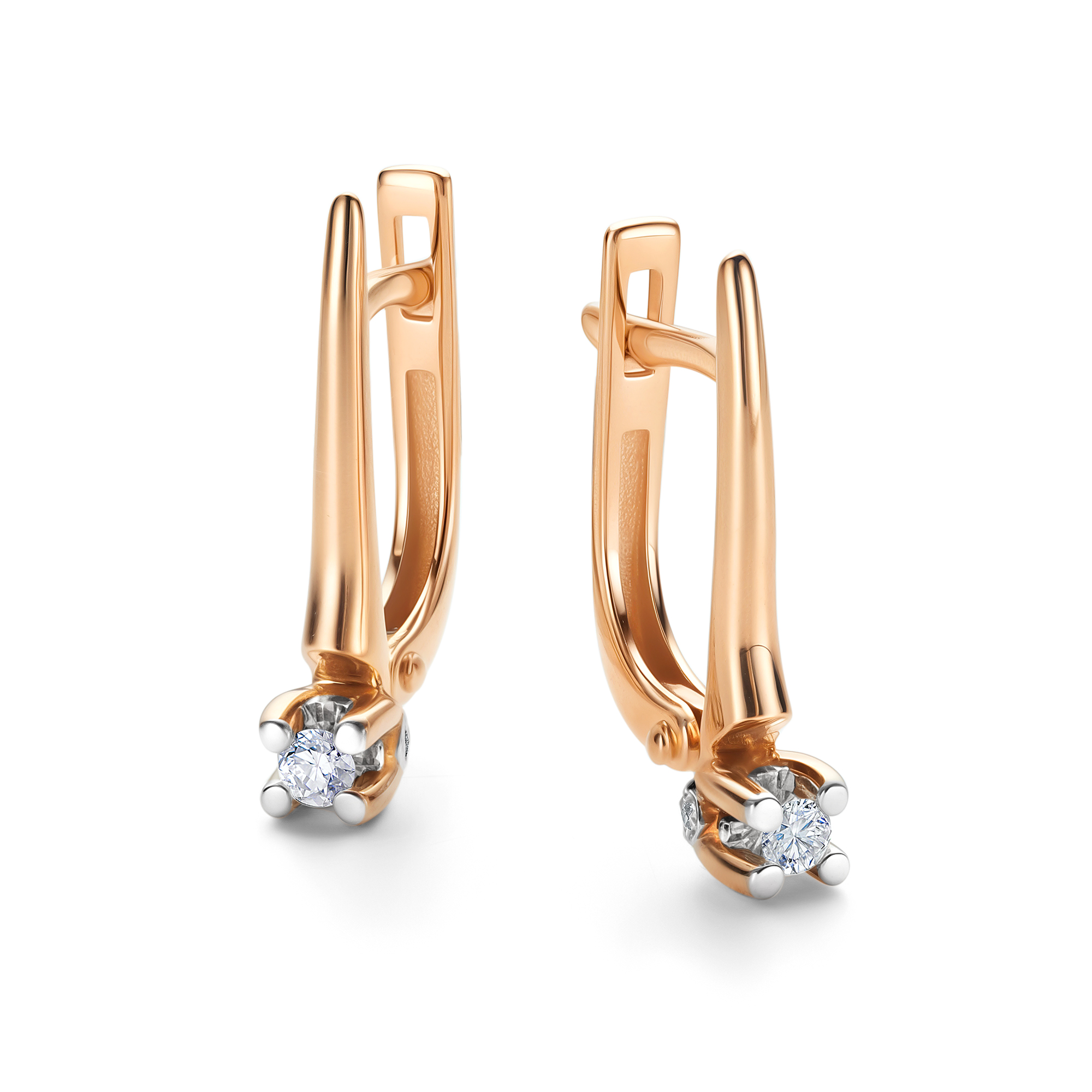 Серьги из золота с камнем Бриллиант фото, цены