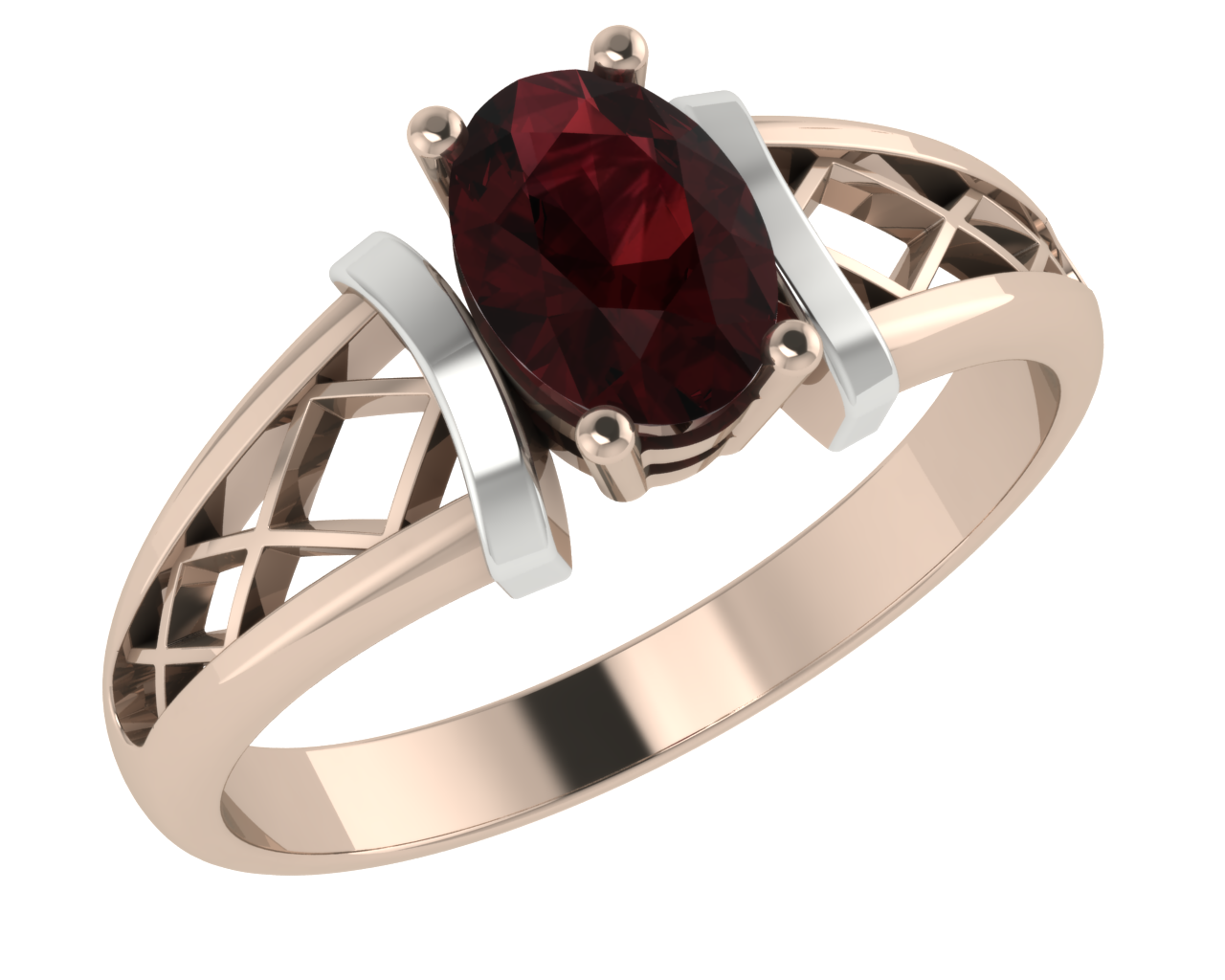 Кольцо из золота с камнем Гранат фото, цены