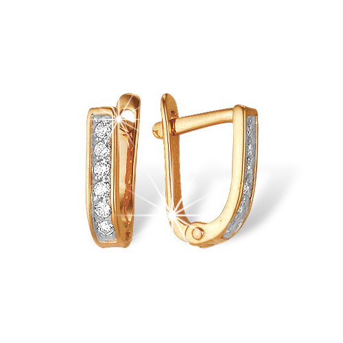 Серьги из золота с камнем Фианит фото, цены