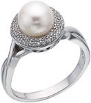 Кольцо из серебра с камнем Жемчуг, Циркон фото, цены