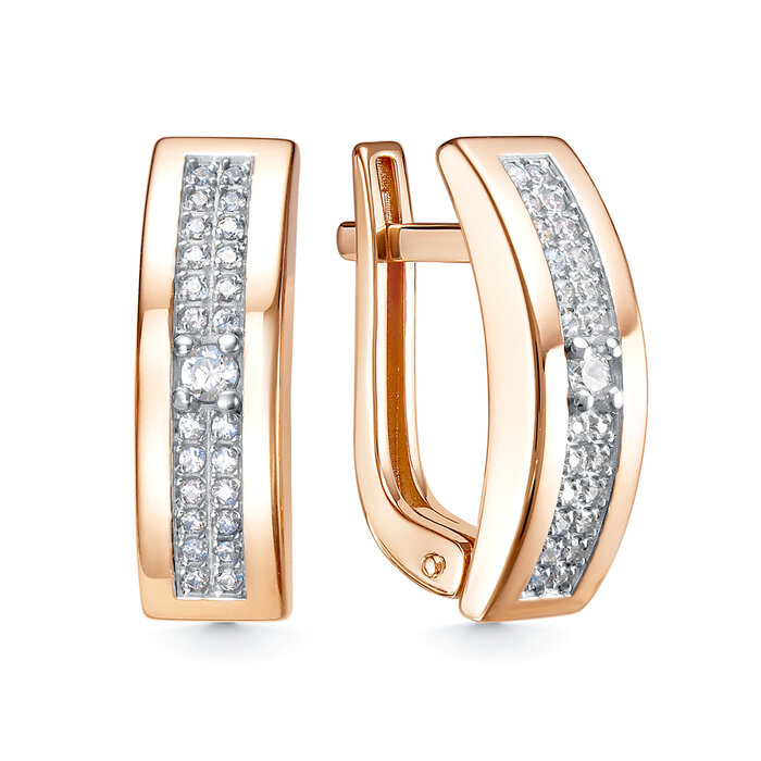 Серьги из золота с камнем Фианит фото, цены