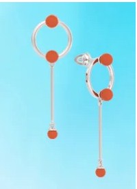 Пуссеты из серебра с камнем Коралл синт. фото, цены