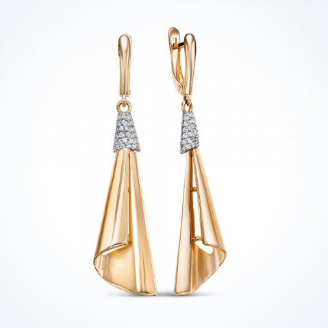 Серьги из золота с камнем Фианит фото, цены